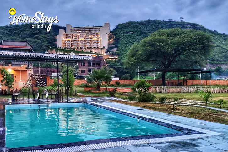 Pool-view-Green Pastures Farmstay-Udaipur