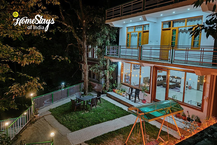 Exterior-Night-View-Satobari Homestay-Mcleodganj