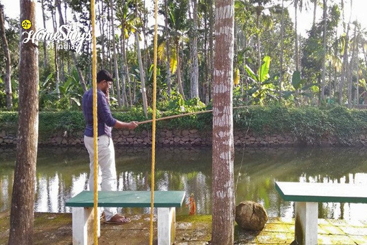 Fishing-in-River-Meenachil Riverside Farmstay-Kottayam