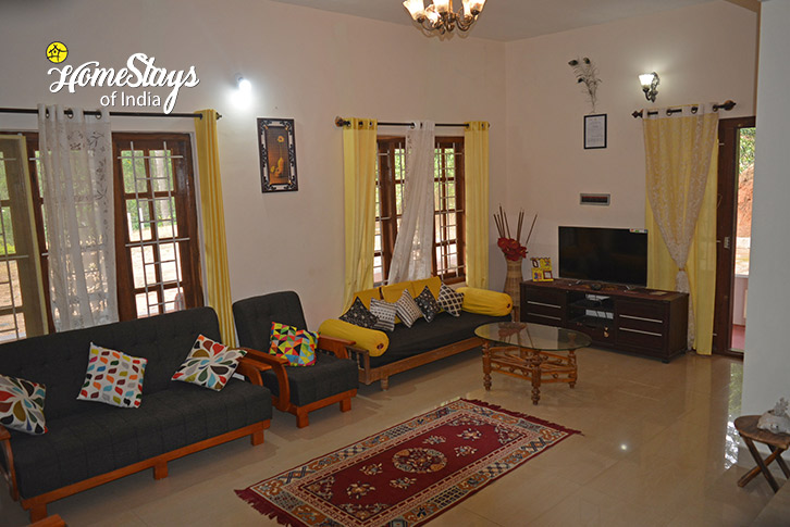 Living-Area-Birds and Brews Homestay-Suntikoppa, Coorg