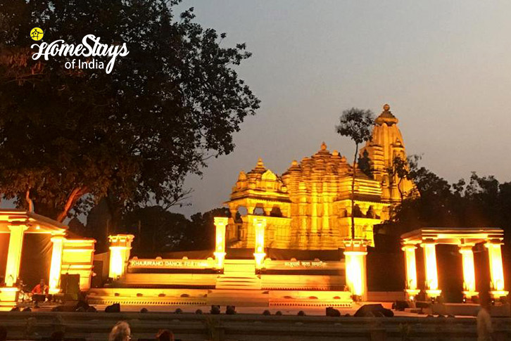 Night-View-of-Temple-The Temple Town Homestay-Khajuraho