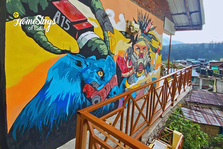 Wall-Painting-the Mountain Groove Homestay-Old Manali